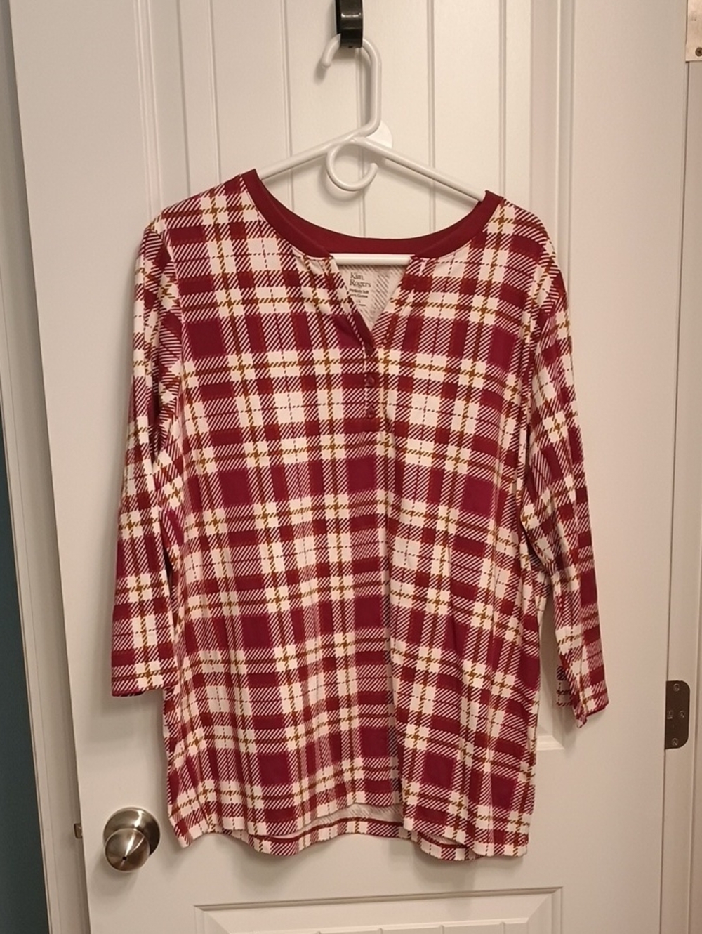 Kim Rogers Red and White Plaid Tunic Top